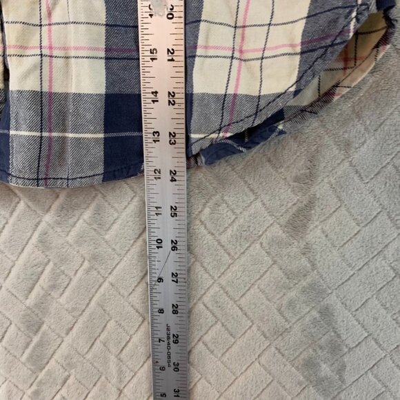 Vanilla Star Womens S Flannel Shirt Blue Plaid Long Sleeve Button Front Western - Picture 9 of 16